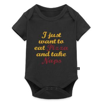 Funny Nap King Tshirt Design Pizza Naps - Body à manches courtes Premium Bébé - noir - Devant
