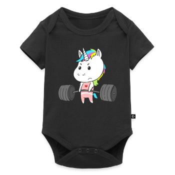 Einhorn Training Workout Krafttraining für Frauen - Baby Premium Kurzarmbody - Schwarz - Vorne