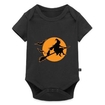 Sorcière sorcière balai Halloween - Body à manches courtes Premium Bébé - noir - Devant