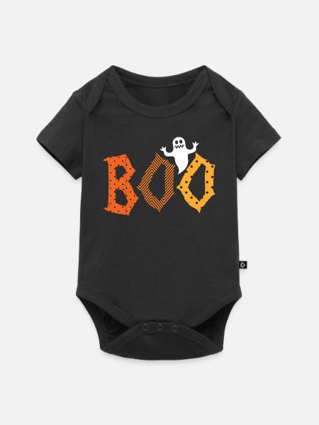 Boo, Gespenst, Geist, Halloween - Baby Premium Kurzarmbody - Schwarz