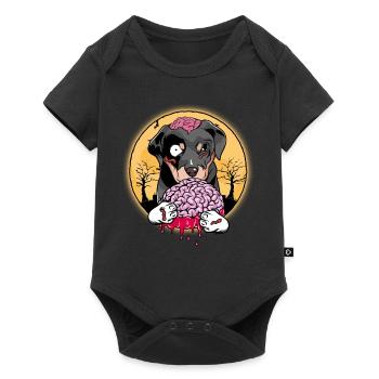 Cadeau chien Rottweiler Halloween zombie - Body à manches courtes Premium Bébé - noir - Devant