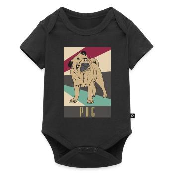Mops - Baby Premium Kurzarmbody - Schwarz - Vorne