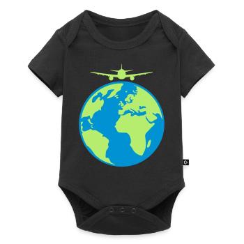 plane earth pilot travel jetset stamp circle ru - Baby Premium short-sleeve bodysuit - black - Front