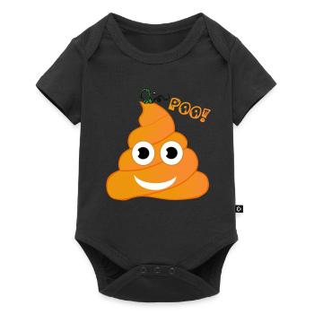 Poo Kürbis Halloween Emoticon Boo lustiges Kostüm - Baby Premium Kurzarmbody - Schwarz - Vorne