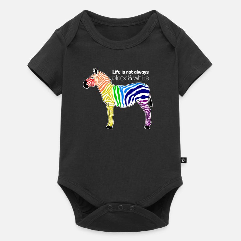 Buntes Zebra Regenbogen Positiver Spruch Geschenk - Baby Premium Kurzarmbody - Schwarz