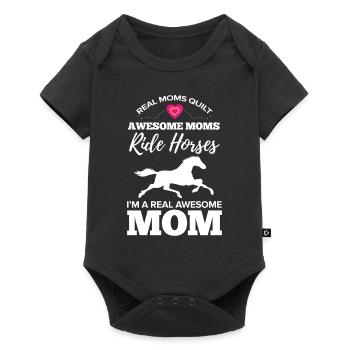 Real Moms Quilt Awesome Moms Ride Horses Quilting - Body à manches courtes Premium Bébé - noir - Devant
