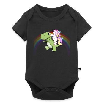 Cute Licorne équitation bébé T Rex Rainbow - Body à manches courtes Premium Bébé - noir - Devant