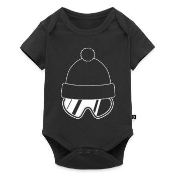 Skifahrerin - Snowboarderin - Mütze mit Brille - Baby Premium Kurzarmbody - Schwarz - Vorne