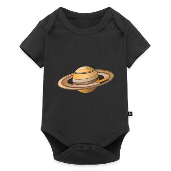 Skateboard Saturn Geschenk, Planet Universum - Baby Premium Kurzarmbody - Schwarz - Vorne