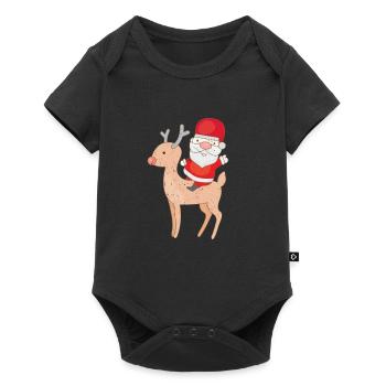 Père Noël à Noël sur le renne Rudolph - Body à manches courtes Premium Bébé - noir - Devant