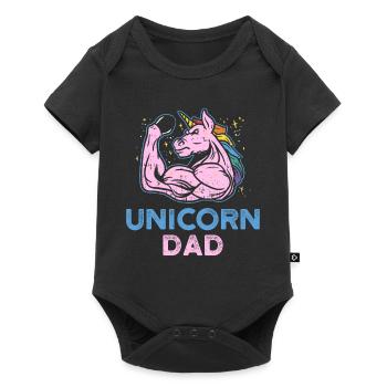 Cadeau de remise en forme papa Licorne Muscles Male Fun - Body à manches courtes Premium Bébé - noir - Devant