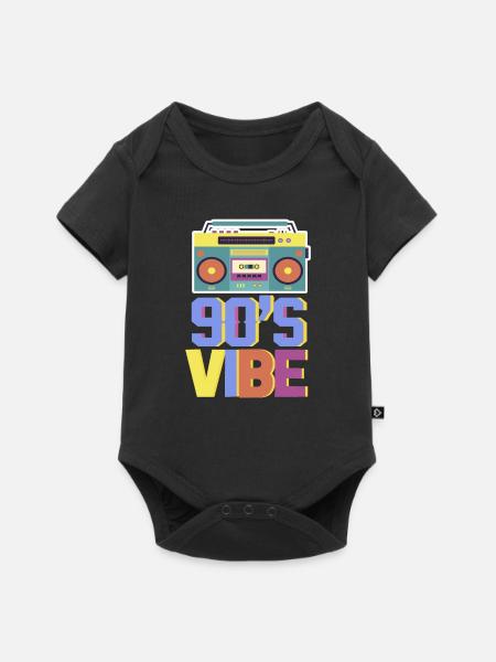 90s - Baby Premium Kurzarmbody - Schwarz