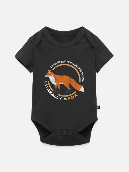 Fuchs Tier Wald - Baby Premium Kurzarmbody - Schwarz