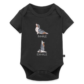 Yoga dog inhale exhale breathing technique gift - Baby Premium short-sleeve bodysuit - black - Front