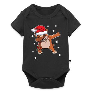 Bulldogge Hund Lustig Dabbing Weihnachten Geschenk - Baby Premium Kurzarmbody - Schwarz - Vorne