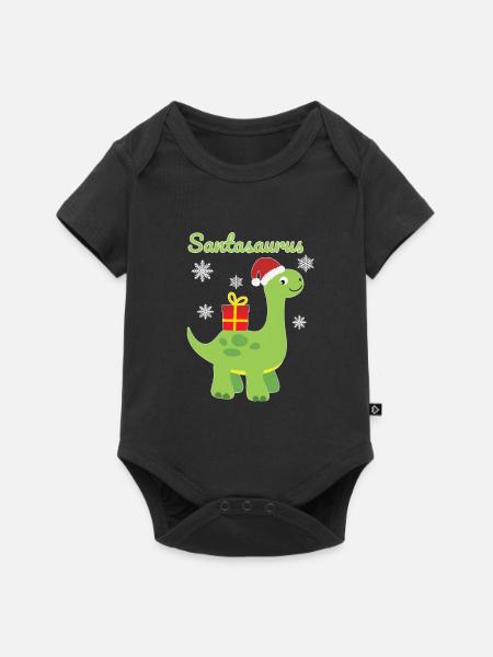 Weihnachten Dinosaurier Santasaurus Geschenk - Baby Premium Kurzarmbody - Schwarz