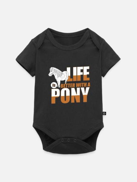 Pony - Baby Premium Kurzarmbody - Schwarz