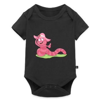Ver rose - Ver de terre avec chapeau de soleil - Body à manches courtes Premium Bébé - noir - Devant