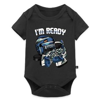 I'm Ready | Eishockey Spruch Eissport Geschenk - Baby Premium Kurzarmbody - Schwarz - Vorne