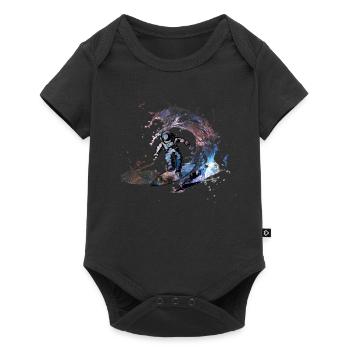 Outer Space Galaxy Nebula Astronaut Surfer Surfing - Baby Premium short-sleeve bodysuit - black - Front