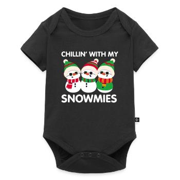 Schneemann Schnee Weihnachten Geschenkidee - Baby Premium Kurzarmbody - Schwarz - Vorne