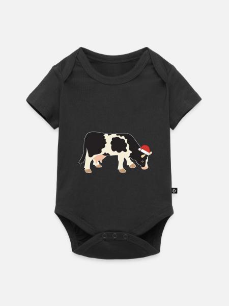 Kuh Weihnachten Milchkuh Bauernhof Geschenk Milch - Premium kortærmet baby-body  - sort