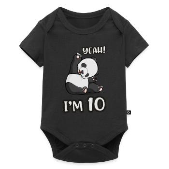 Cadeau de 10 ans anniversaire fille panda - Body à manches courtes Premium Bébé - noir - Devant