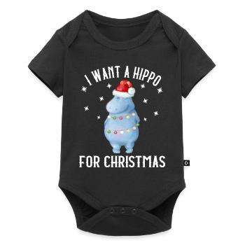 Je veux un hippopotame pour Noël hippopotame - Body à manches courtes Premium Bébé - noir - Devant