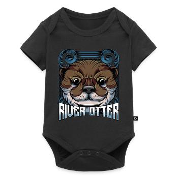 Loutre de mer moderne | Cadeau forestier branché - Body à manches courtes Premium Bébé - noir - Devant