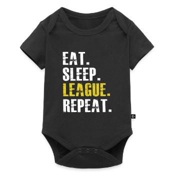 Eat Sleep League wiederholen - Baby Premium Kurzarmbody - Schwarz - Vorne