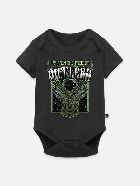 Modern Hirschkopf | Waldtier Rehbock Geschenkidee - Baby Premium Kurzarmbody - Schwarz