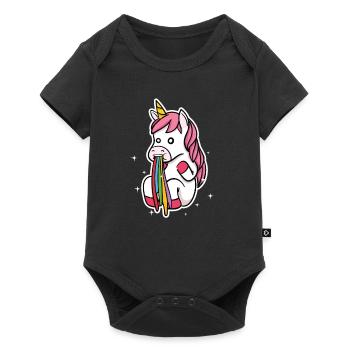 Unicorn Rainbow Colorful Pug Handing Gift - Baby Premium short-sleeve bodysuit - black - Front