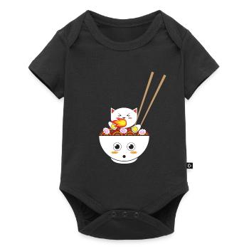 Ramen Cat Kawaii cadeau pour Otakus - Body à manches courtes Premium Bébé - noir - Devant