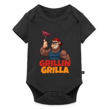 Barbecue grillé au bifteck de gorilles grillés - Body à manches courtes Premium Bébé - noir - Devant
