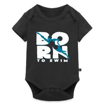 Né pour nager | Idée cadeau sport natation - Body à manches courtes Premium Bébé - noir - Devant