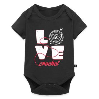Crochet d'amour | Cadeau d'aiguille de déclaration de typographie - Body à manches courtes Premium Bébé - noir - Devant