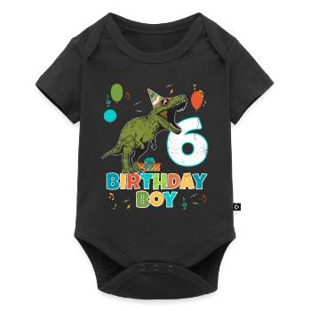 6 ans, fête d'anniversaire pour enfants, garçon, dinosaure Rex - Body à manches courtes Premium Bébé - noir - Devant