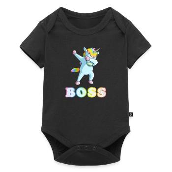 Tamponner cadeau d'anniversaire garçon licorne patron - Body à manches courtes Premium Bébé - noir - Devant