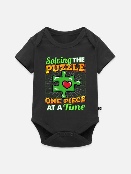 Puzzle Puzzleteil - Baby Premium Kurzarmbody - Schwarz