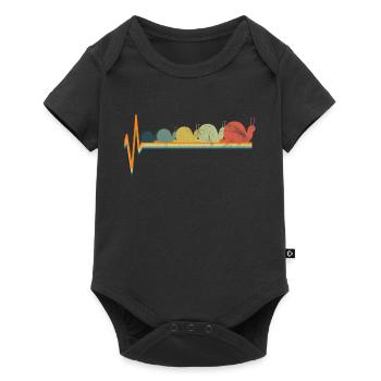 Amour battement de coeur d'escargot - Body à manches courtes Premium Bébé - noir - Devant