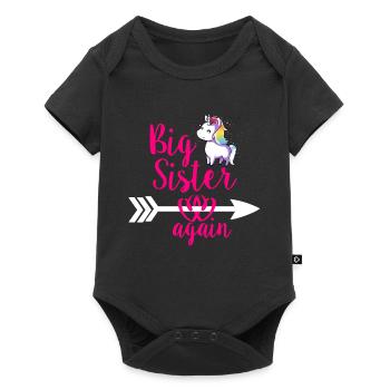 Big sister siblings birth unicorn - Baby Premium short-sleeve bodysuit - black - Front