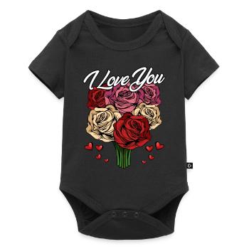 Je t'aime | Déclaration de roses de coeurs d'amour cadeau - Body à manches courtes Premium Bébé - noir - Devant