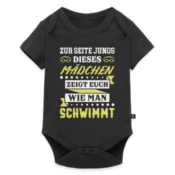 Schwimmerin Schwimmen Spruch - Baby Premium Kurzarmbody - Schwarz - Vorne