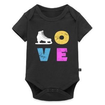 Eiskunstlauf Schlittschuh - Baby Premium Kurzarmbody - Schwarz - Vorne