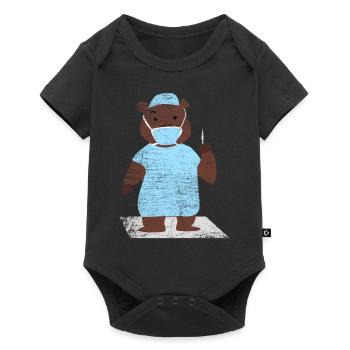 Bär Chirurg Geschenk - Baby Premium Kurzarmbody - Schwarz - Vorne