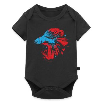 Betta Splendens Graffiti Siamesischer Kampffisch - Baby Premium Kurzarmbody - Schwarz - Vorne
