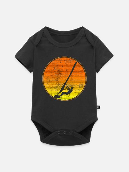 Vintage Windsurfen - Baby Premium Kurzarmbody - Schwarz