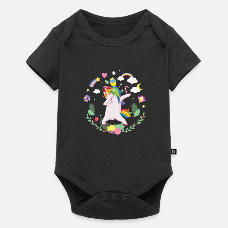 Licorne Tampon Créature Magique Fiction Colorée - Body à manches courtes Premium Bébé - noir