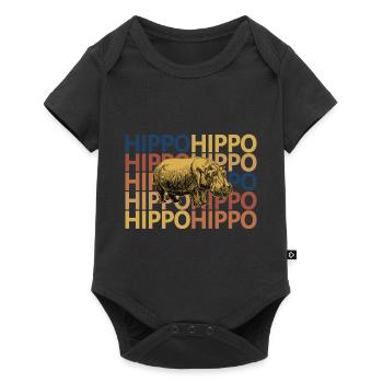 Hippopotame rétro vintage - Body à manches courtes Premium Bébé - noir - Devant