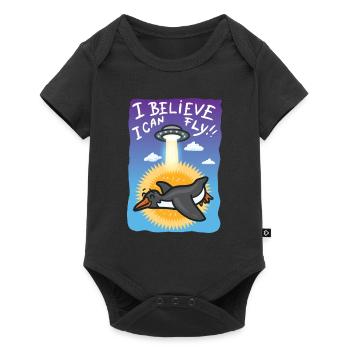I Believe I Can Fly Pingouin Alien UFO - Body à manches courtes Premium Bébé - noir - Devant